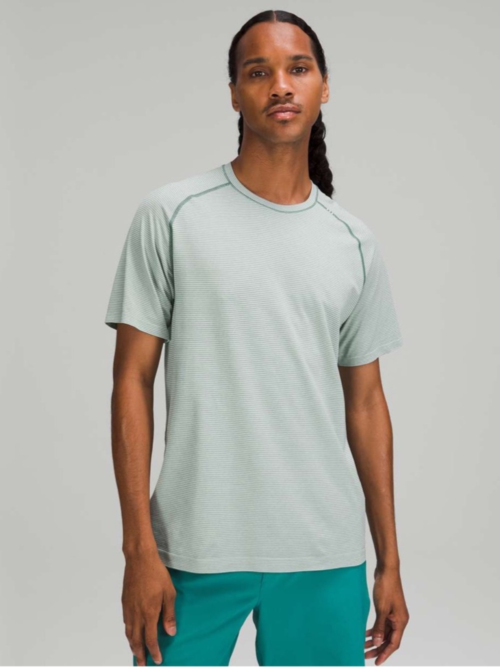 Lululemon Metal Vent Tech Short Sleeve 2.0 Spandex Stripe White Teal Small - Picture 6 of 15